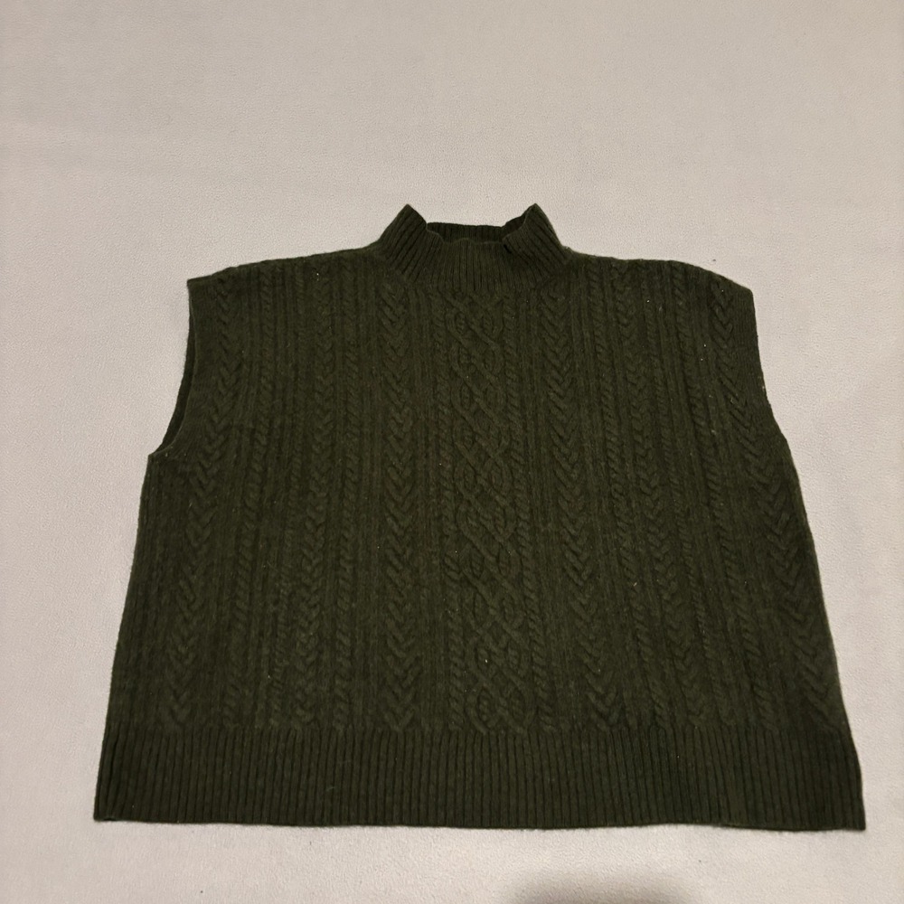 Lauren Ralph Lauren Green‎ Cable Knit Cashmere Blend Mock Neck Sweater Vest 3X